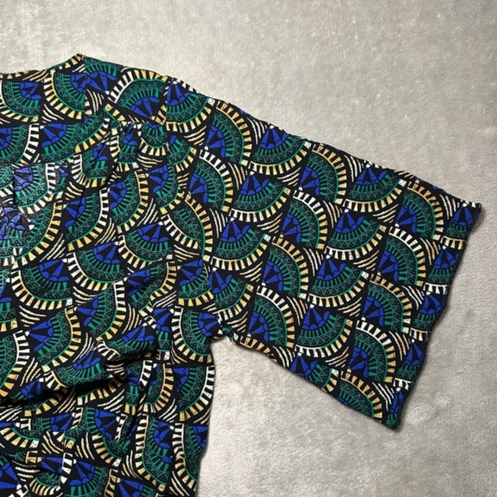 NWT Silk&Salt Wrap Maxi Dress Size S Green Blue Peacock Geometric Boho Resort - Picture 16 of 17